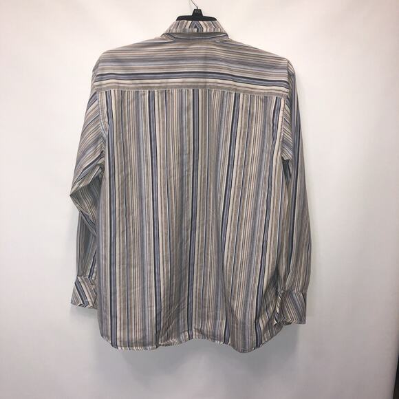 Alfani Cotton Blend XL Long Sleeve Button Front Striped Shirt - Picture 2 of 7